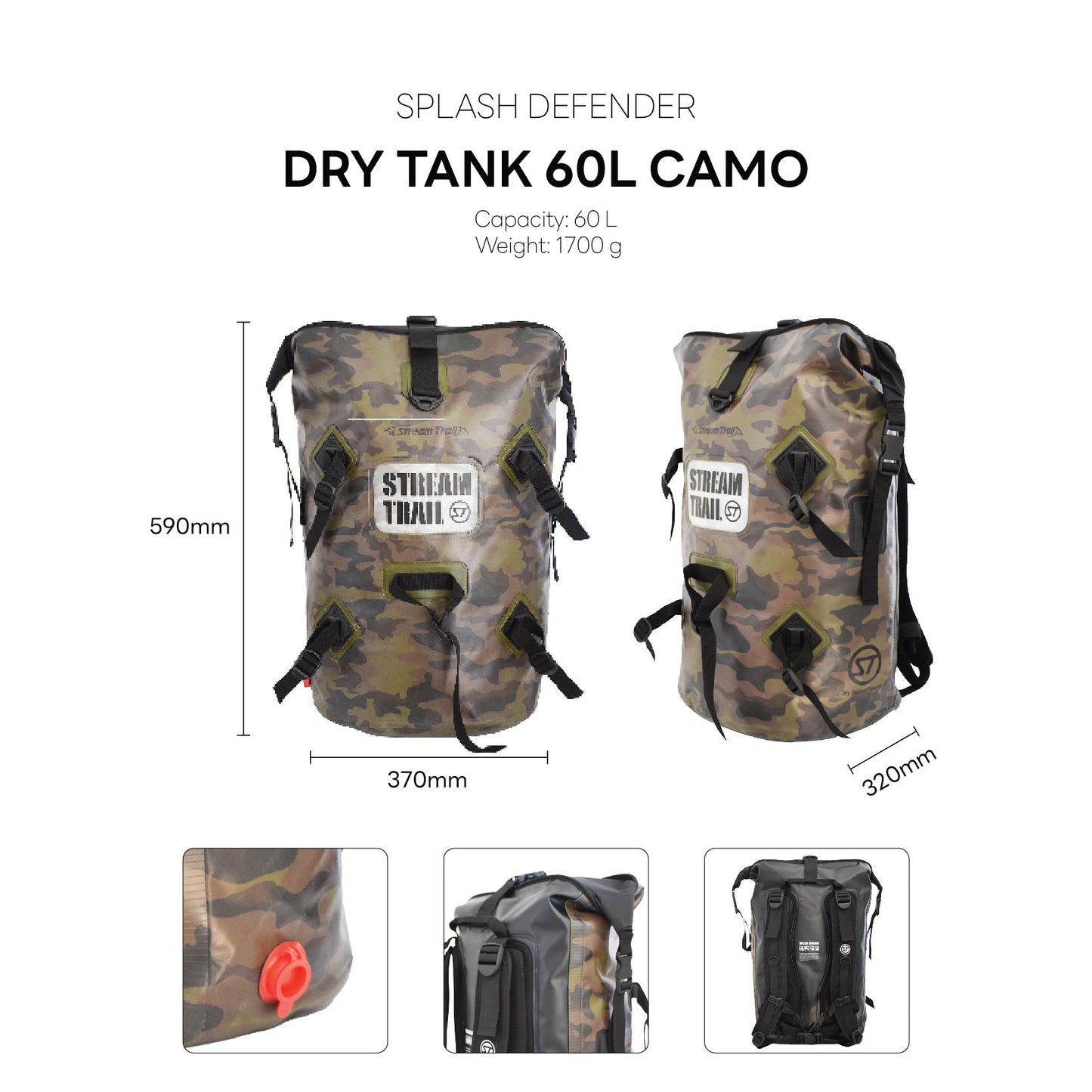 Splash Defender Dry Tank 60L Camo