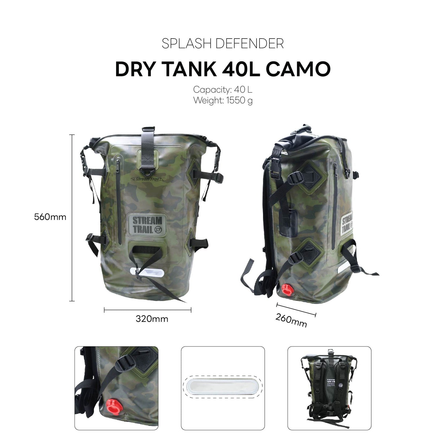Splash Defender Dry Tank 40L Camo